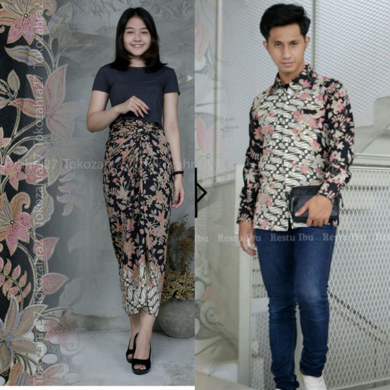 Rok Lilit Batik Couple Hem Lengan Panjang Motif Bogenvile Slimfit