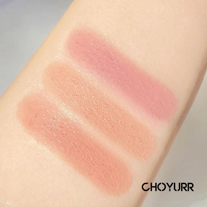 【COD】Blusher &amp; Eyeshadow Palette 3 Warna Natural Pearlescent Shimmer Riasan Telanjang Lembut Korean Makeup Original Import-CH