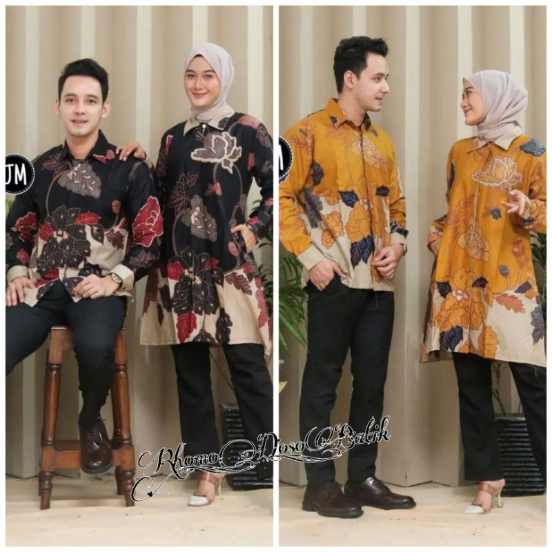 Batik Couple Tunik Baju Batik Couple Modern Premium Kancing Depan Busui M L XL XXL Ready