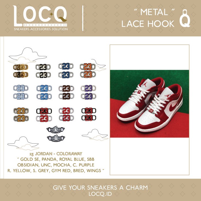 Fer Aksesoris Tali Sepatu Metal Gacha Lace Locks Jordan 23 Warna Random