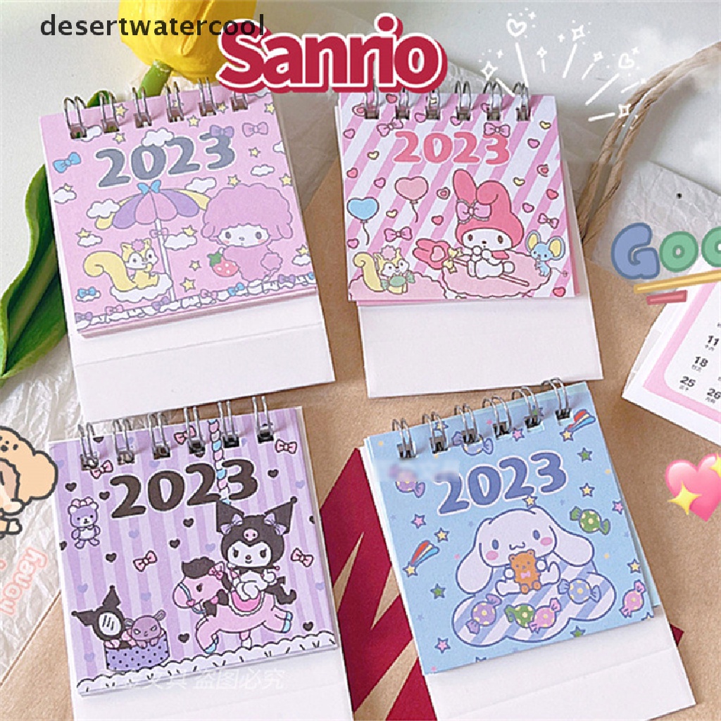 Deid 2023desk Mini Kalender Meja Kecil Anime Sanrioed Girl Heart Kalender Tahun Baru Lucu Martijn