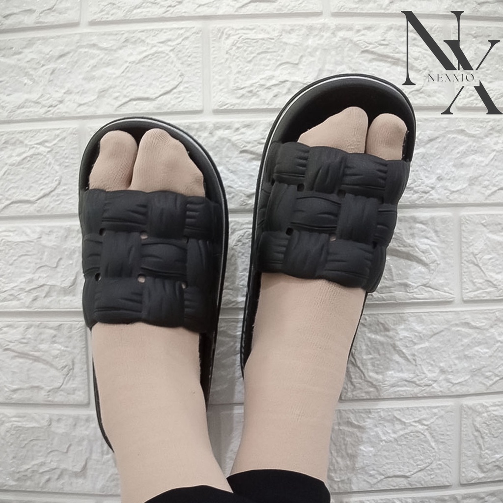 NEXXIO PROMO Sandal Wanita Jelly Korean Import Slipper Bahan Karet Tebal Empuk Sandal Sekop karet PVC FEAO  Webbing Super Soft / Sandal Selop Wanita Murah