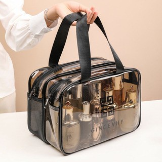 ♥DPS829♥T17 COD Tas Kosmetik Portable Model Transparan Bahan Plastik untuk Travel Anti Air