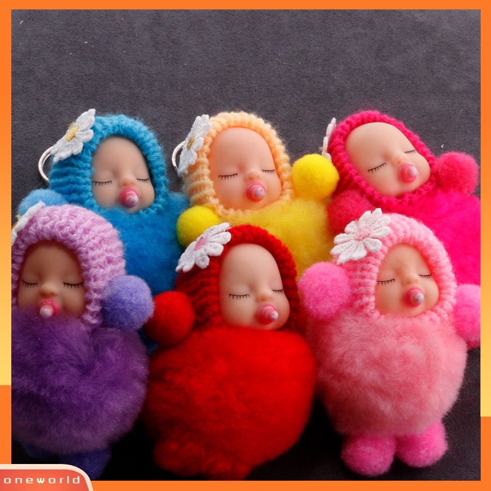 {oneworld} Fluffy Nipple Tangan Kaki Tidur Baby Doll Pompom Gantungan Kunci Keychain Tas Liontin