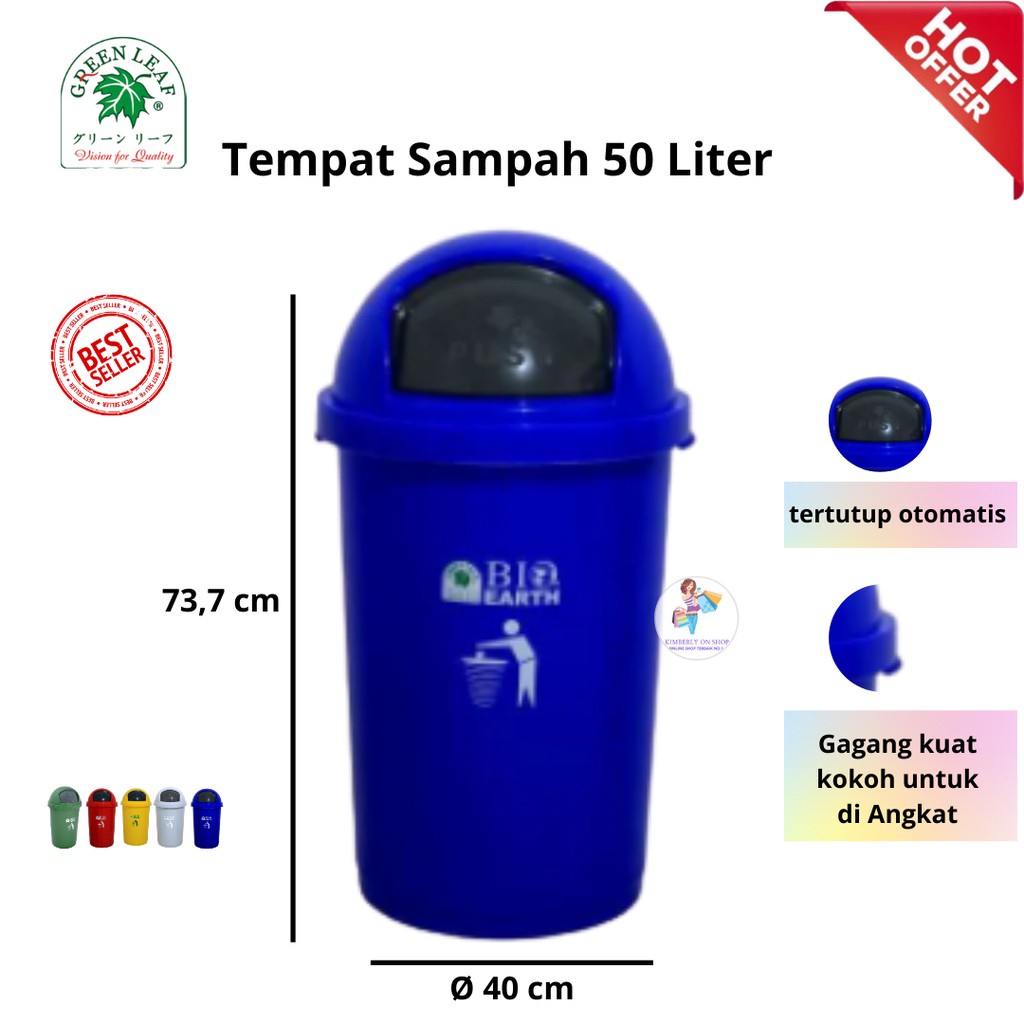 Tempat Tong sampah bulat BIO 50 liter green leaf 2150