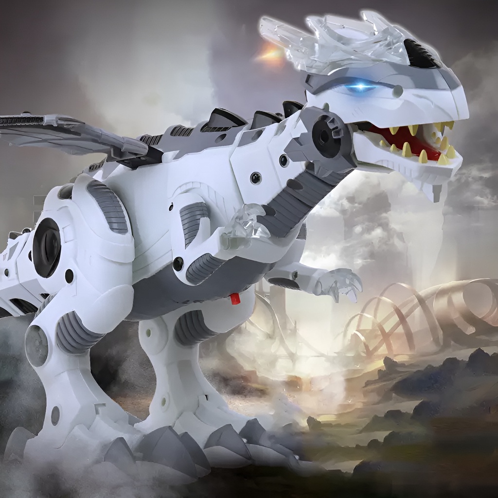 Spray Dinosaurus T-Rex Besar | Bersayap &amp; Keluar Seperti Api | Mainan Robot Dinosaurus Besar Baterai | Mainan Terbaru 2023