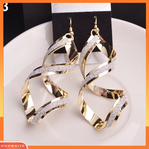 {oneworld} Wanita Spiral Scrub Hook Menjuntai Anting Pernikahan Pertunangan Pengantin Perhiasan Hadiah