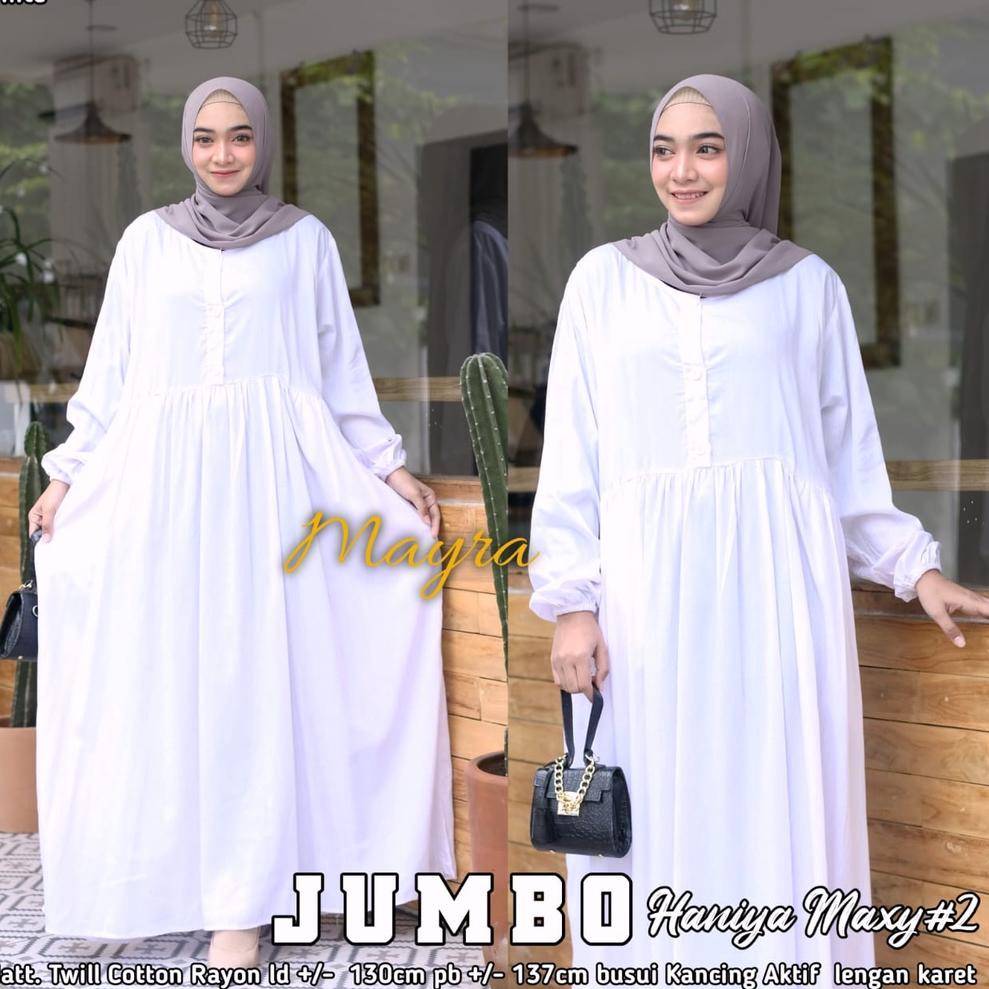 NEW PRODUCT G919 GAMIS HITAM DAN PUTIH POLOS KATUN RAYON TWILL JUMBO LD 130 ➴