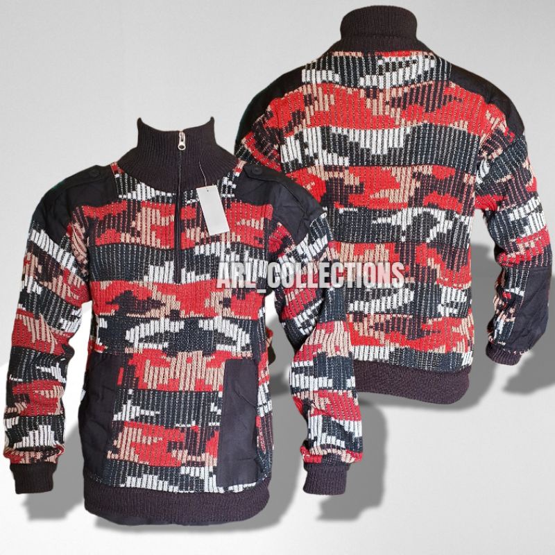 sweater rajut loreng lmp - laskar merah putih - sweater rajut loreng pria wanita dewasa