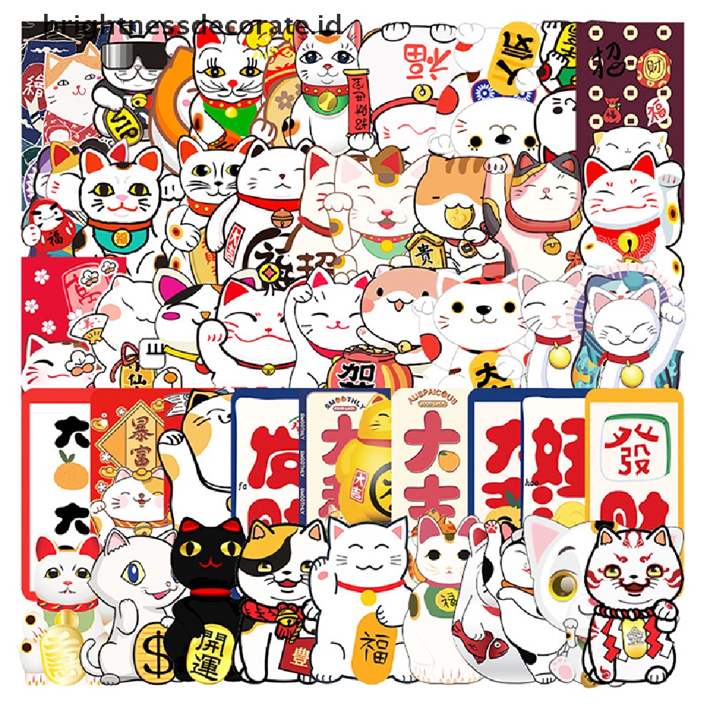 [Birth] 50pcs Lucky Cats Animal Graffiti Sticker Mainan Koper Laptop Sepeda Mobil Decals [ID]