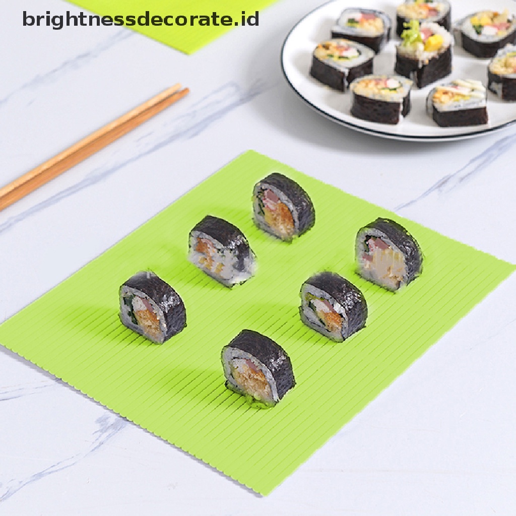 [Birth] Green DIY Silicone Sushi Roller Mats Tikar Cetakan Gulung Nasi Sushi Reusable [ID]