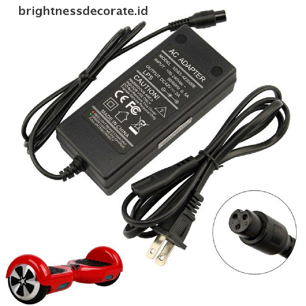 [Birth] Adaptor Charger 42V 2A Untuk Hoverboard Skuter Self Balancing Pintar Elektrik [ID]