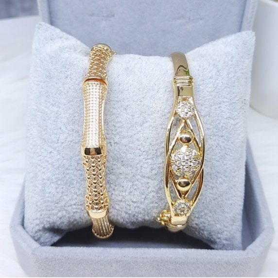 RINN Jewelry Gelang Xuping Kolong Karawang Bangle Premium Lapis Emas Paku Diamond - BB102