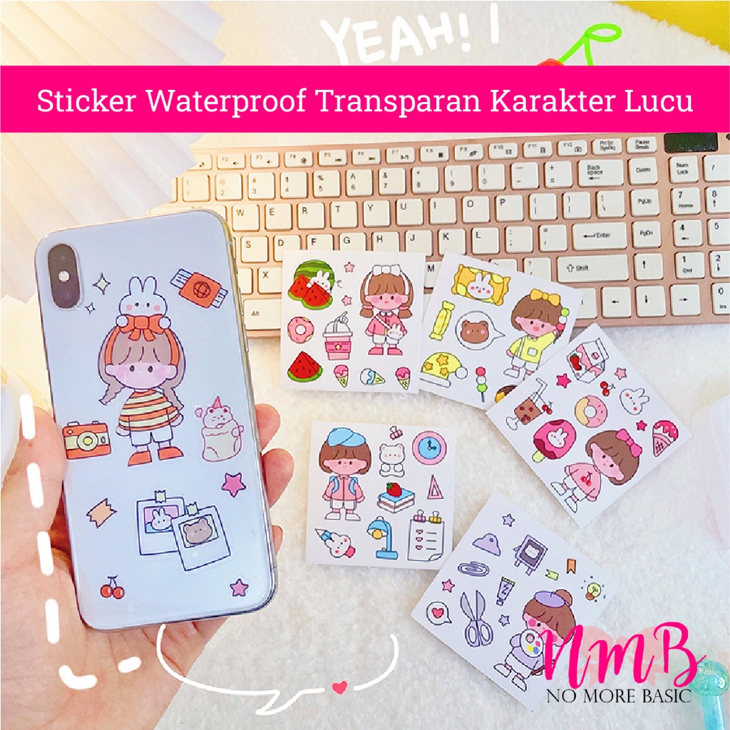 Sticker Waterproof Transparan Karakter Lucu Harga 1 Lembar