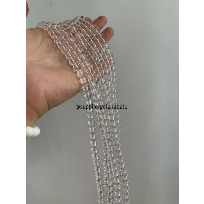 batu kuarsa bening 6mm 8mm 10mm 12mm 14mm clear quartz bahan gelang kalung kesehatan