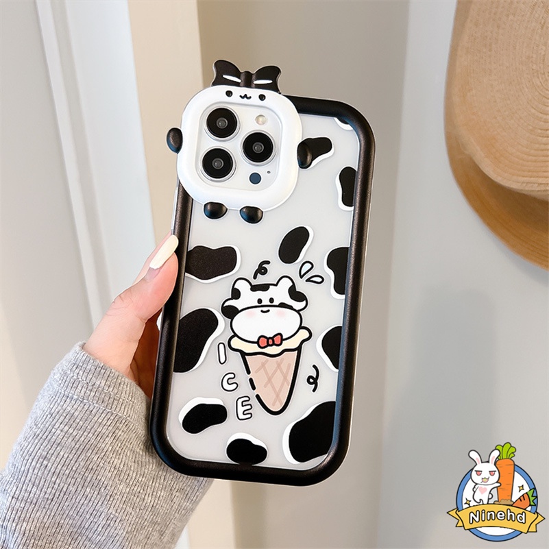 IPHONE Casing Kompatibel Untuk Iphone14 13 12 11 Pro Max X Xr Xs Max7 8 6 6s Plus Se2020 Hitam Putih Motif Sapi Casing Ponsel Monster Kecil Shockproof Silicone Soft Case Cover Pelindung