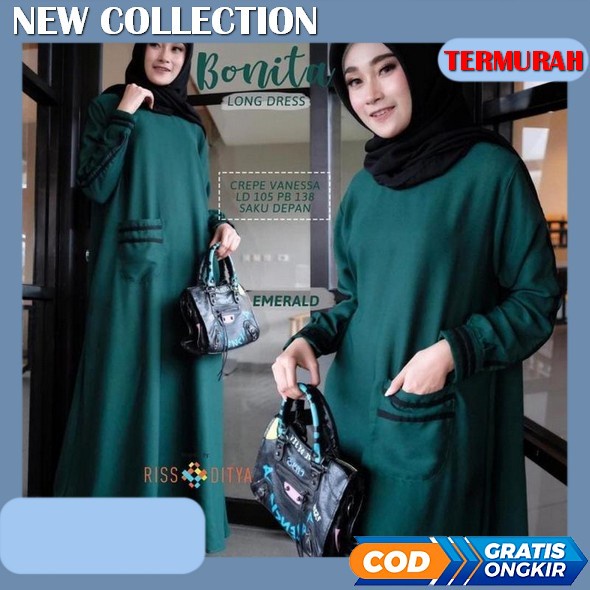 Flashsale- Monica Dress Wanita Jumbo Gamis Pesta Mewah Dan Elegant Model Terbaru 2023 Gamis Wanita T