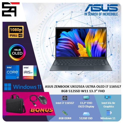 Asus Zenbook UX325EA Ultra OLED i7 1165G7 8GB 512GB SSD W11 13.3 Inchi FHD