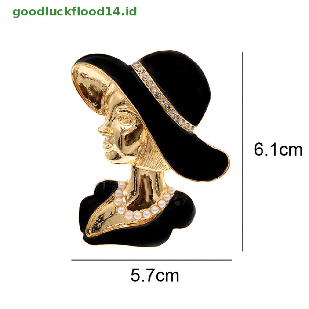 [GOOGFOUR] Bros Kepala Kecantikan Kristal Dan Mutiara Untuk Wanita Warna Hitam Pin Cewek Elegan [TOP]
