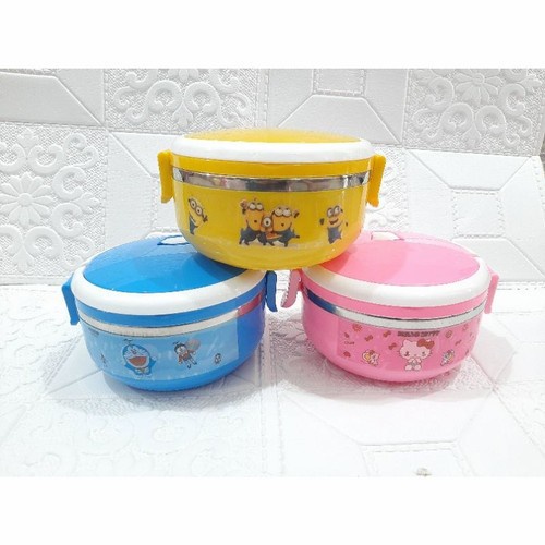 1 Susun Rantang Bulat Stainles LUNCH BOX KITTY EMON RILAKUMA