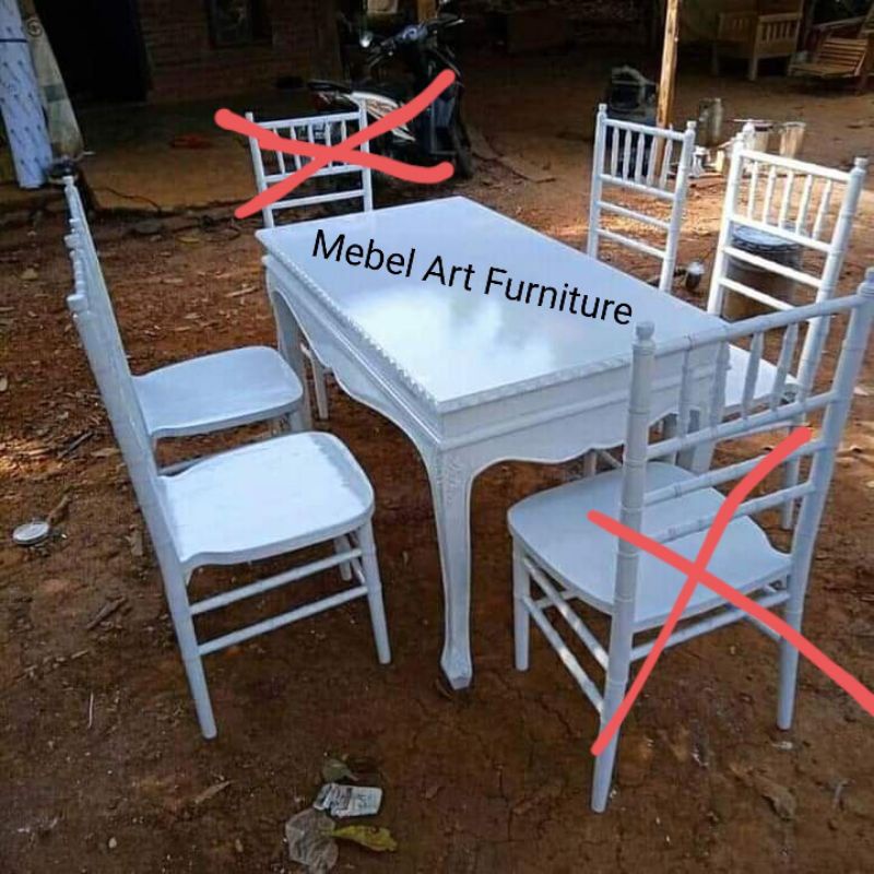 set meja akad mentah meja + 4 kursi tifany