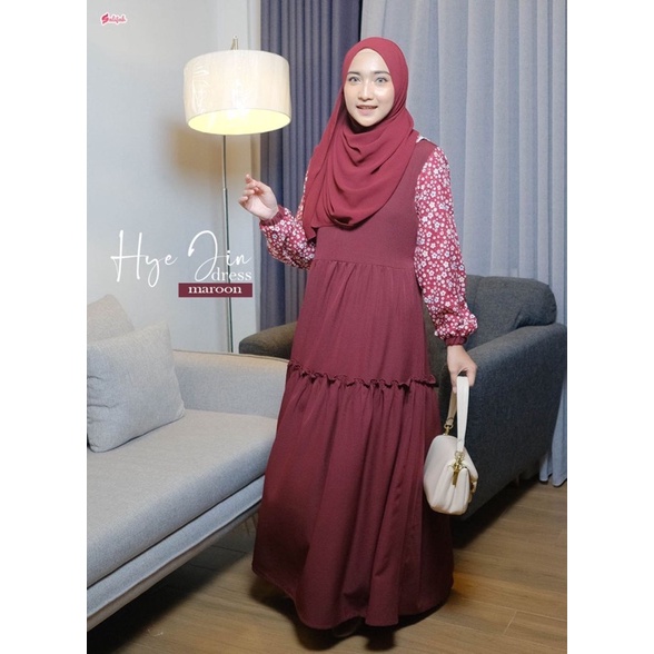KINI - SALE HYE JIN DRESS by SALIFAH JUMBO MAROON XXL LD120