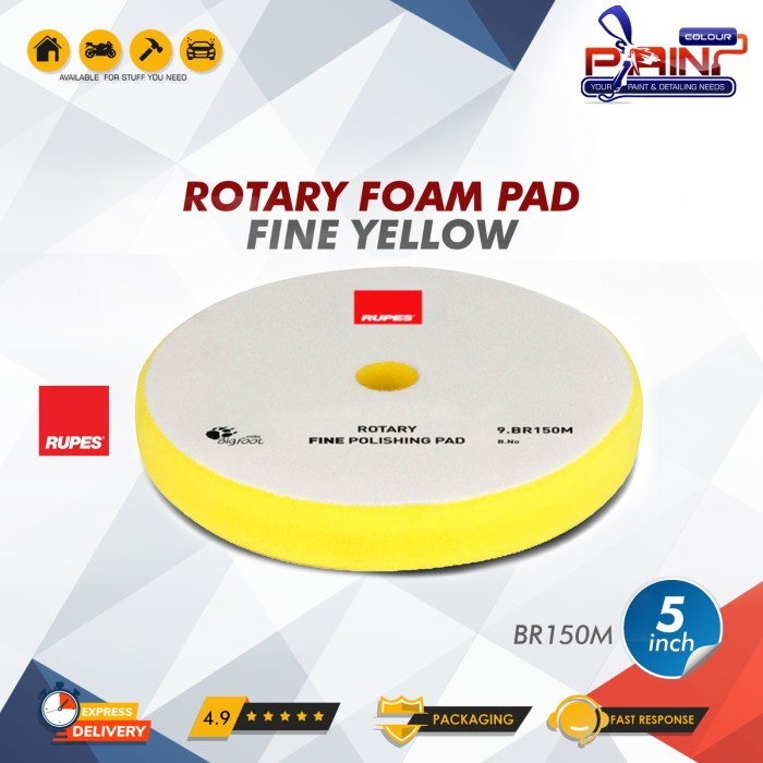 RUPES Rotary Foam Pad FINE 5 inch BR150M Yellow Busa Mesin Poles