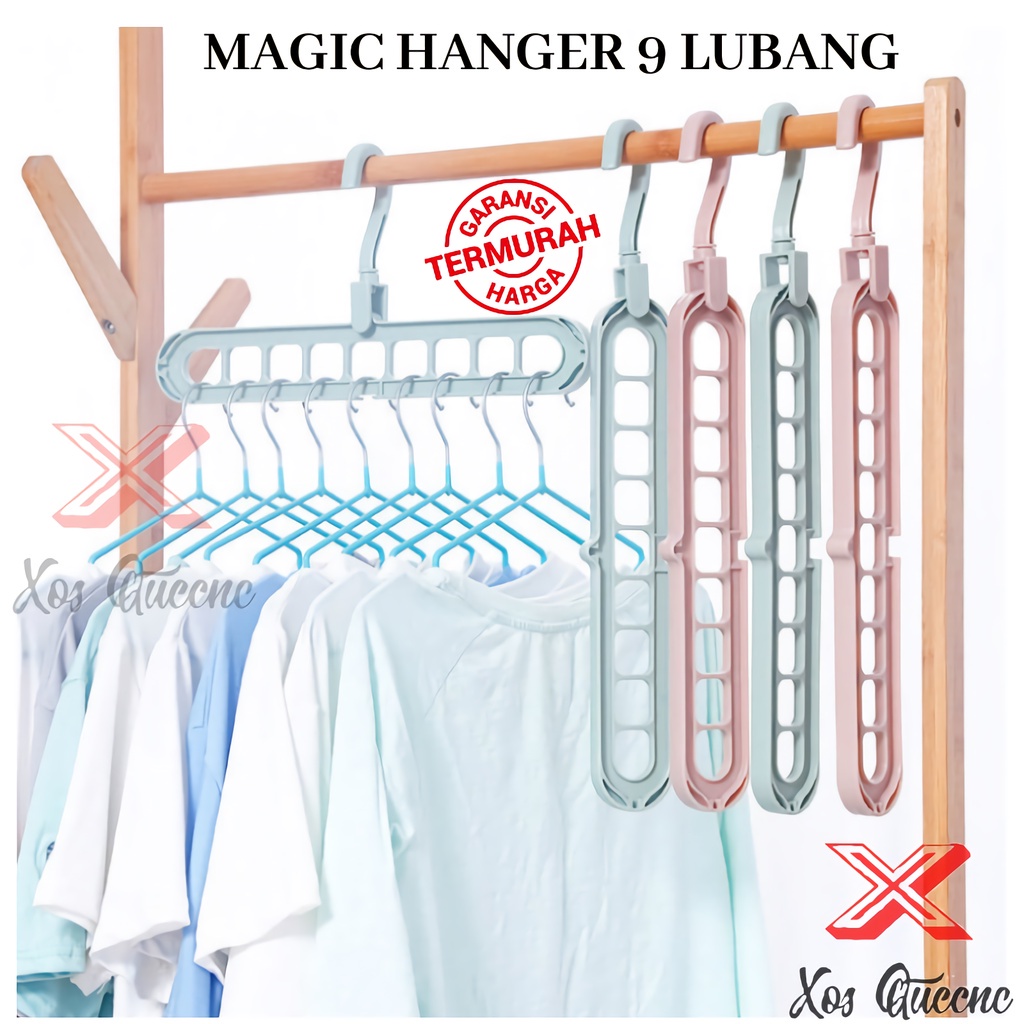 XOQ - Magic Hanger 9 In 1 / Gantungan Baju 9 Lubang / Hanger Pakaian 9 Lubang Bisa Putar 360 Derajat