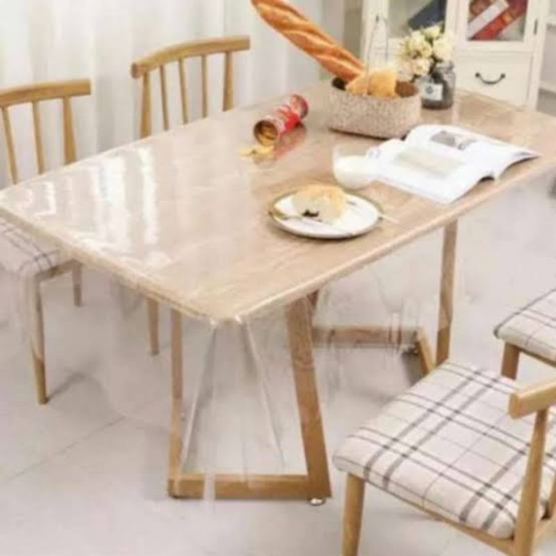Taplak Meja Mika Lemas Soft PVC Bening Transparant tebal Plastik Mika 1M Plastik Bening Tebal Lemas