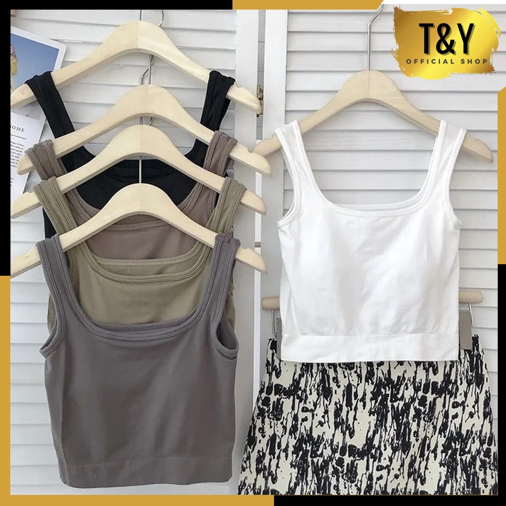 T&amp;Y Tank Top Crop Top Pakaian Dalam Yoga 6709 Tanktop Bra Wanita Push Up Tanpa Kawat Murah Import