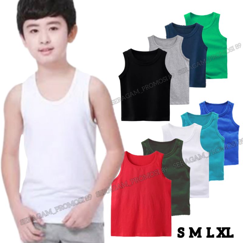 kaos singlet polos anak UNISEX usia 2th - 10th / kaos tank top anak / kaos tanpa lengan anak