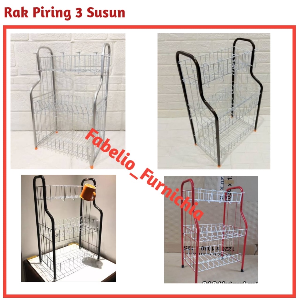 Rak Piring 03 Besi/Rak RPL 03/Rak Dapur/ RAK GELAS/ RAK PIRING ALUMUNIUM 3 SUSUN