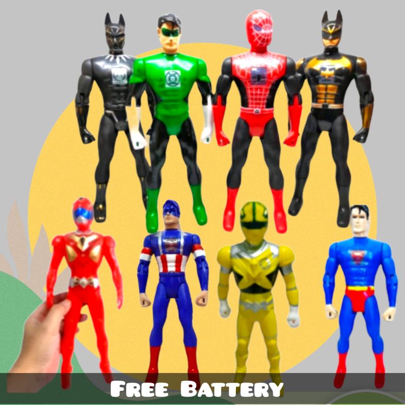 MAINAN ROBOT SUPER HERO NYALA LAMPU DAN SUARA VARIAN BATMAN SPIDERMAN  ULTRAMAN KAPTEN AMERIKA DLL