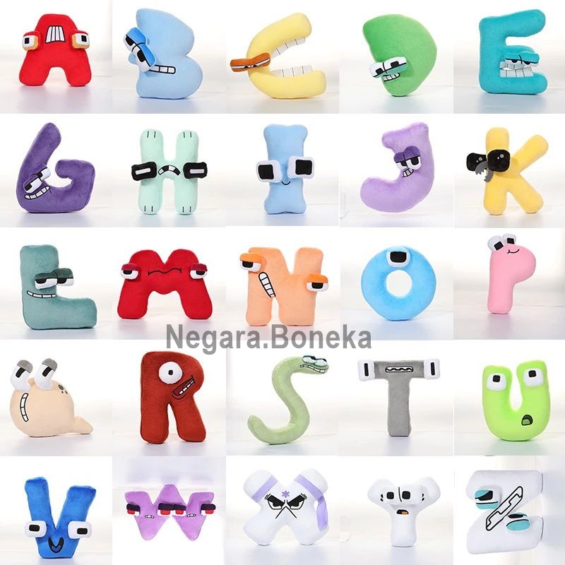 [ Bahan Plush/Yelvo ] Mainan Boneka Bantal Desain 26 huruf Alfabet Lore