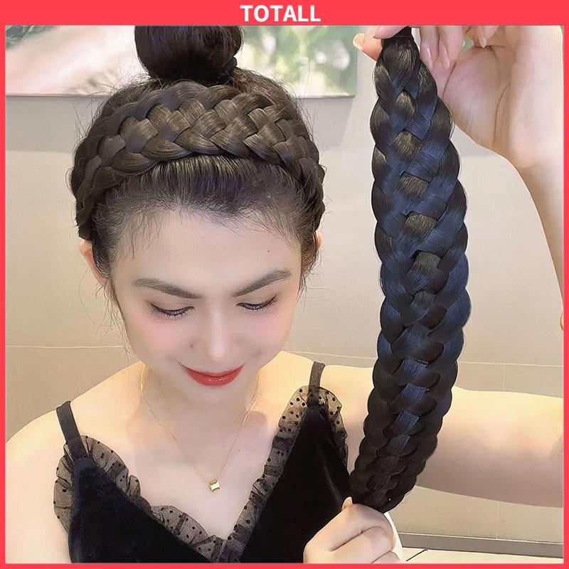 COD Ikat Kepala Wig Kepang Bertepi Lebar ikat kepala Kepang Fishbone Menebal Kepang Twist yang Menebal Cuci Muka Ikat Rambut Wanita-Totall