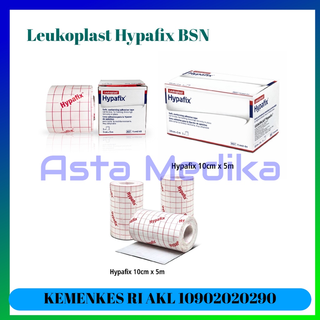 Hypafix 5cm x 5m &amp; 10cm x 5m BSN - Medical Tapes Non Woven - Plester Putih Penutup Luka Leukoplast Hypafix BSN