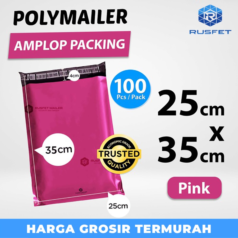 

Polymailer Pack PINK FANTA 25x35cm amplop Packing Olshop ekonomis