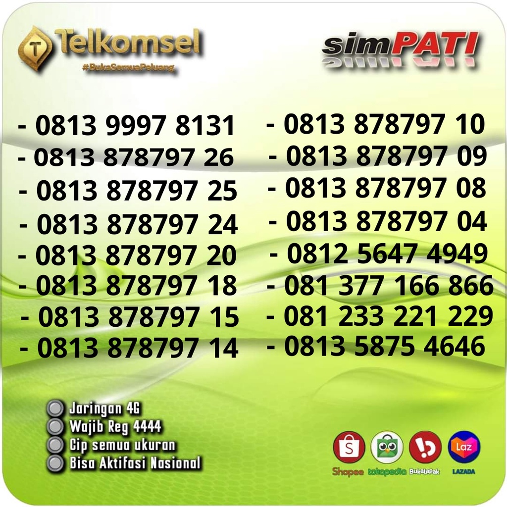 no cantik telkomsel simpati 878797 999