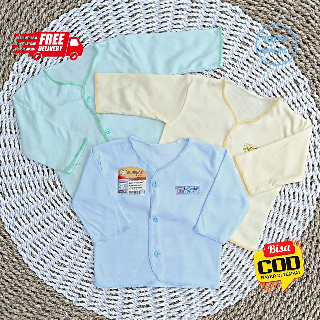 Baju Bayi Tangan Panjang Polos size 0 - 3 Bulan merk SNI SAFFENDA