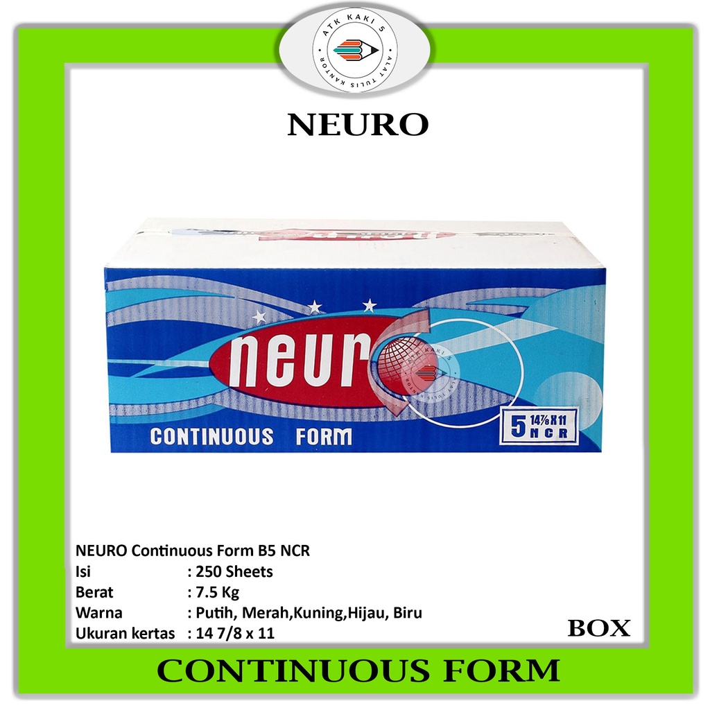

NEURO - Continous Form 14 7/8 x 11 5Ply ( B5 Neuro ) NCR / Kertas Komputer - Box