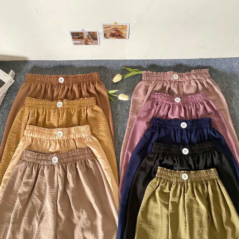 Celana Kulot Crinkle Kancing Depan/Kulot Crinkle Highwaist/Kulot Crinkle Premium