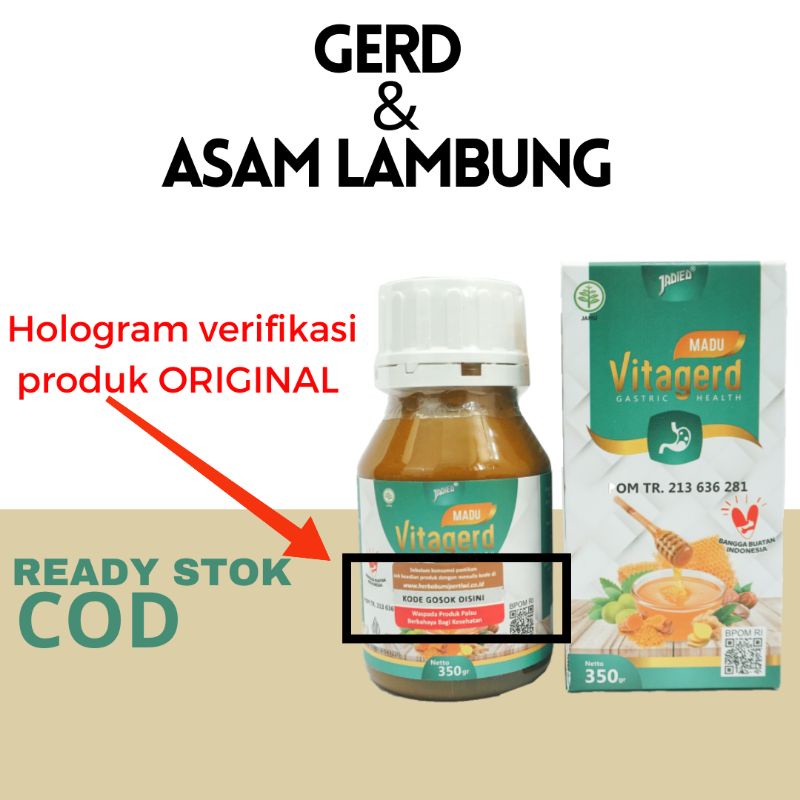 VITAGERD Madu Herbal Obat GERD dan Asam Lambung Original Asli Ori Kembung Cemas Sesak Gelisah BPOM