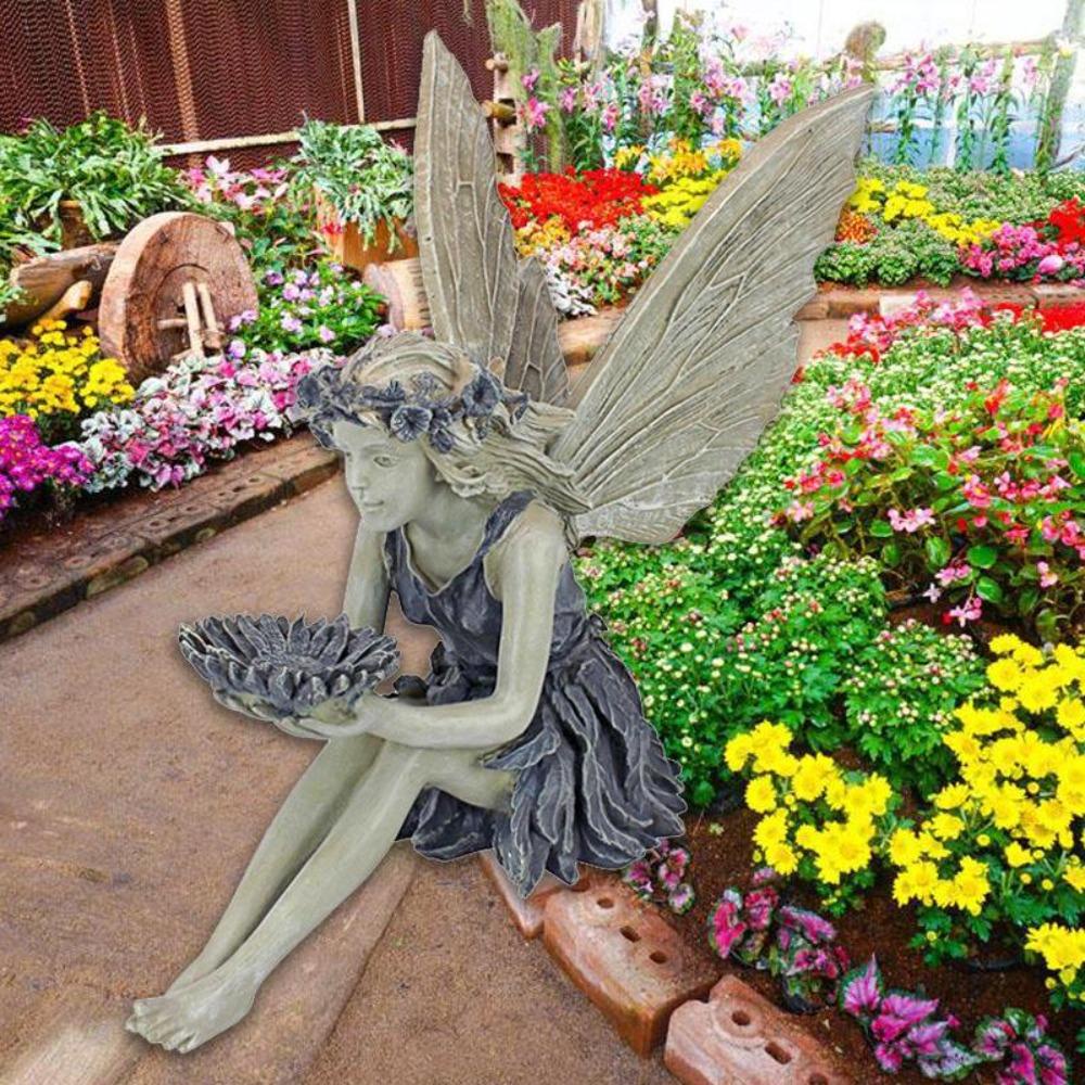 Lanfy Patung Peri Bunga Tidak Bau Lucu Serbaguna Dekorasi Rumah Kerajinan Resin High Quality Guardian Angel Rak Buku Figurine Angel Bird Feeder