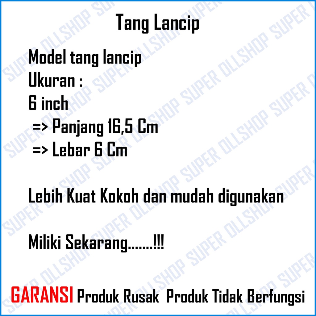 Tang Lancip Cucut Kombinasi Potong Mini Jepit Long Nose Pliers Blister 6 Inch