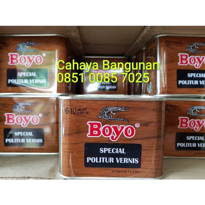 ;&;&;&;&] BOYO Politur Vernis Pernis Kayu Warna 1/2 0.5 Lt Liter Kaleng Kecil