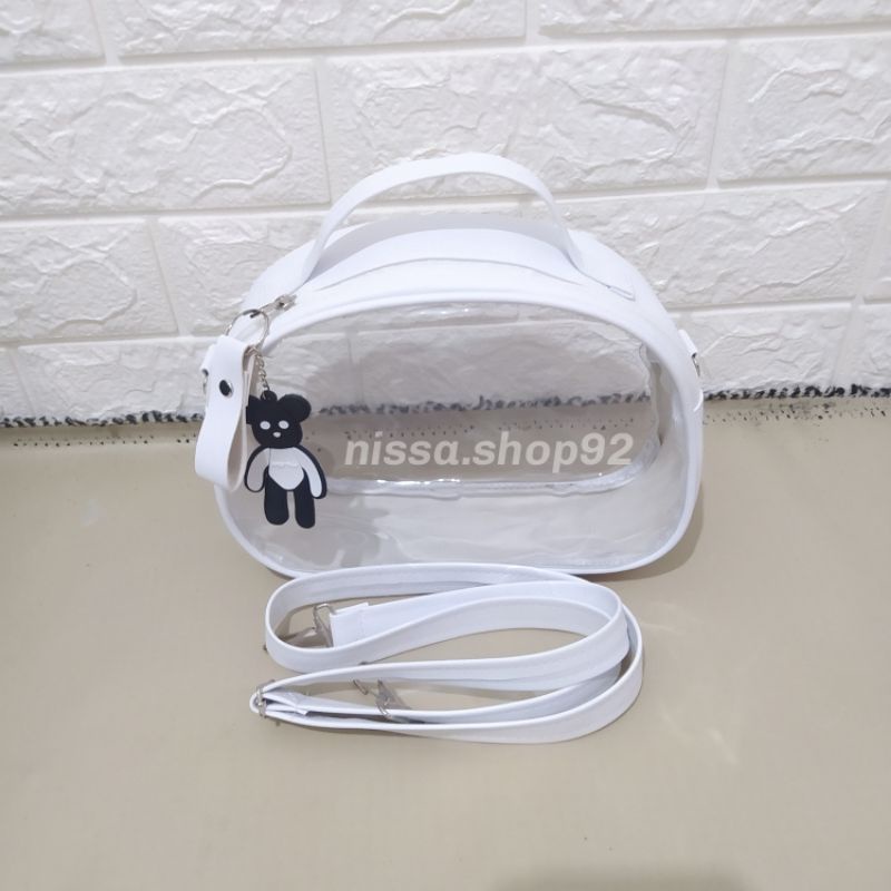 Tas Selempang Transparan / Tas mika pvc anisa (free gantungan) / Tas kosmetik Terbaru