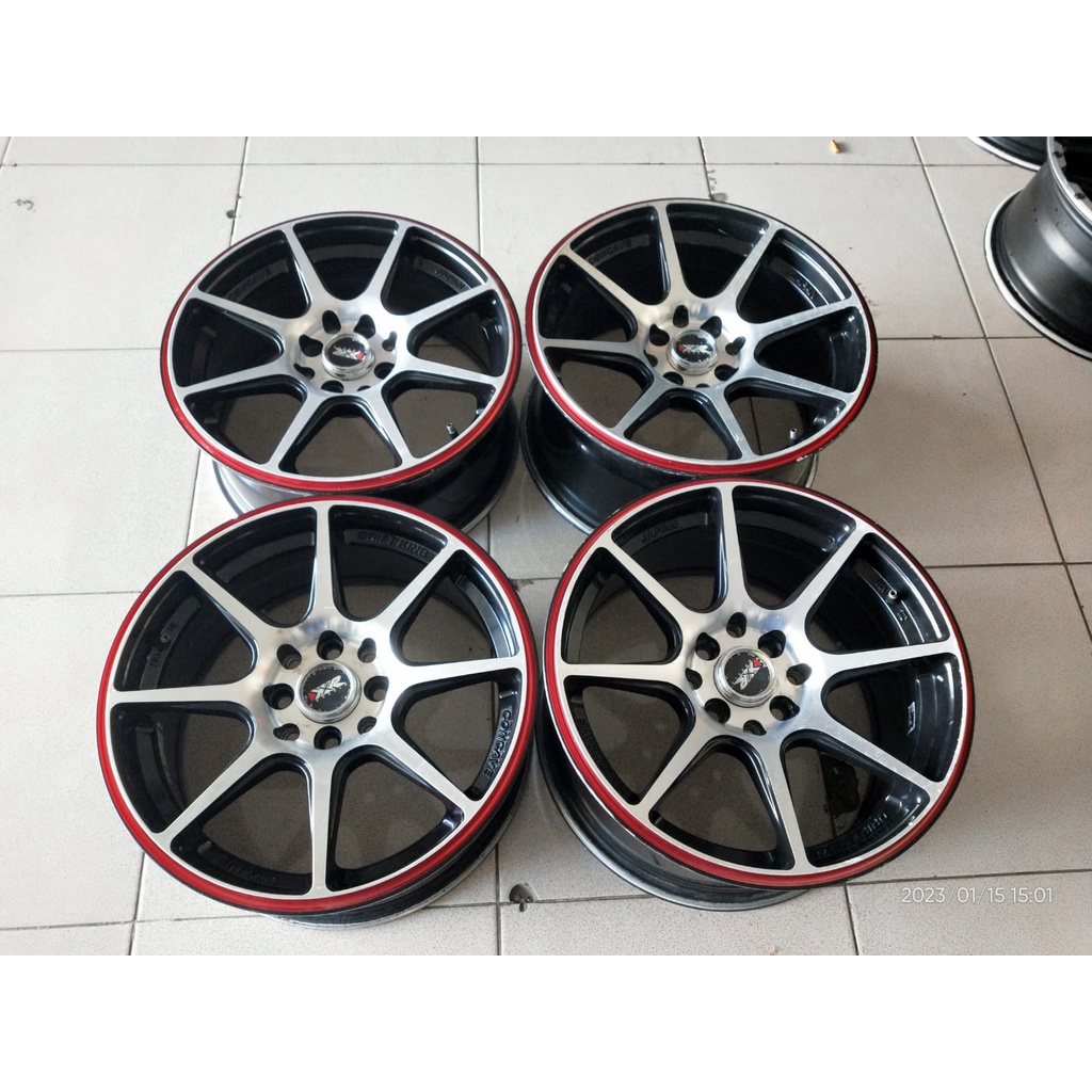 Velg Racing Bekas Jari2 XXR CONCAVE R16 Lebar 7 / 8 Inch Pcd 4 x 100 Dan 4 x 114,3 Et 25/35 Black Po