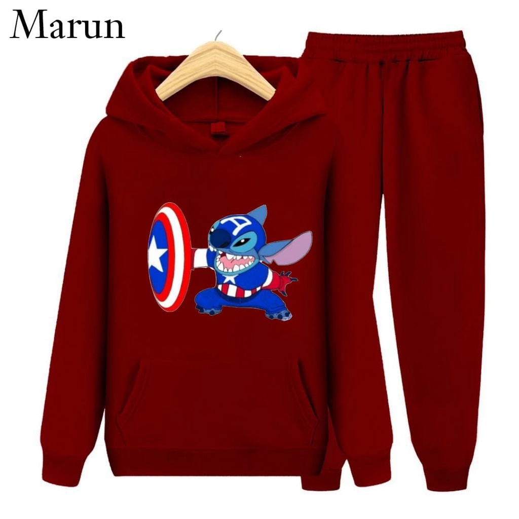 Hzl_outfit Setelan Hoodie Sweater Anak Laki-Laki Captain Lilo (S.M.XL)