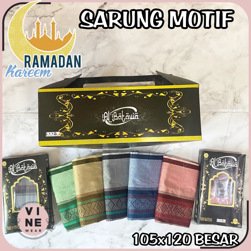 SARUNG TENUN DEWASA MOTIF DOBBY BAHAN PREMIUM SARUNG SHOLAT AL BATAVIA UKURAN 105x120