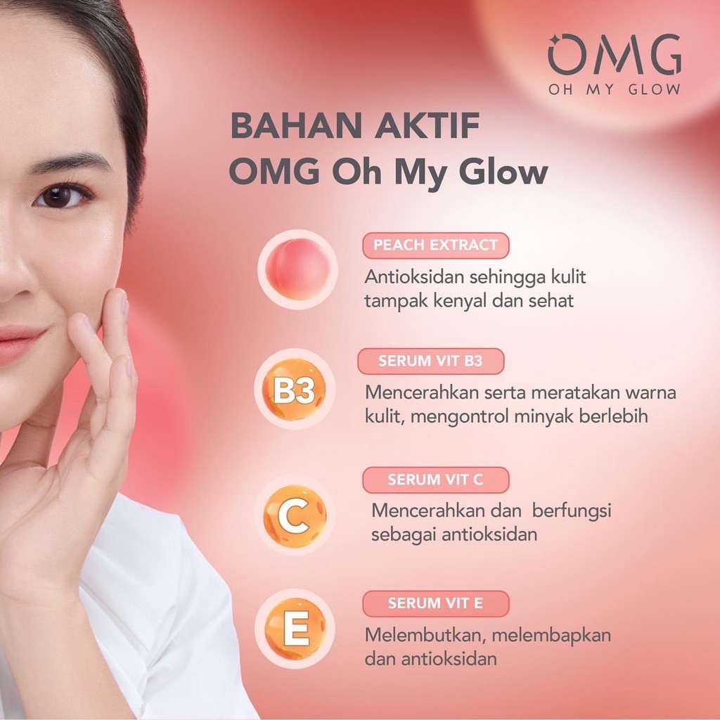 OMG Oh My Glow Skin Care Indonesia / Facial Wash Micellar Water Toner Essence Mist Serum Ampoule Day Night Cream Mask Sunscreen Moisturizer Lip Peeling Scrub / Glowing Brightening Acne / Skincare Face Treatmen Perawatan Kulit Wajah Muka Series Glow Kit